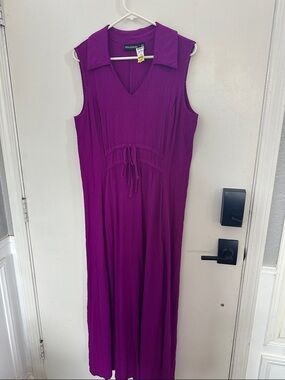 Nina Leonard Sleeveless V-Neck Maxi Dress in Purple size L